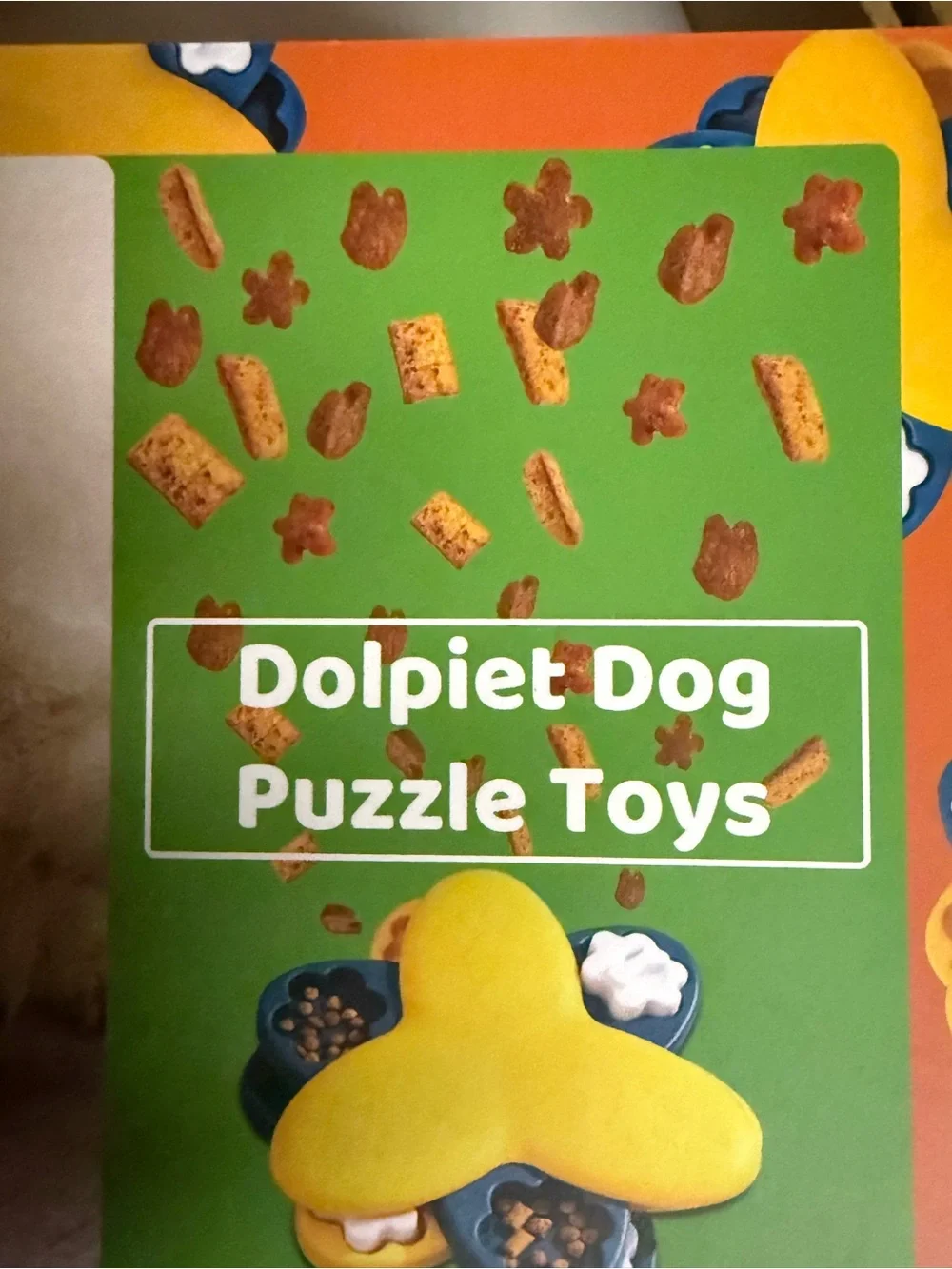 Interactive Yellow and Teal Dog Puzzle Feeder Toy